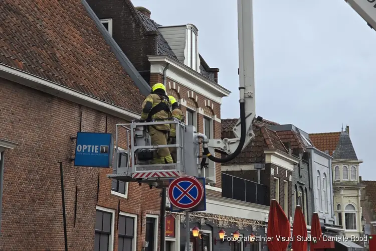 Reclamebord losgewaaid in Enkhuizen