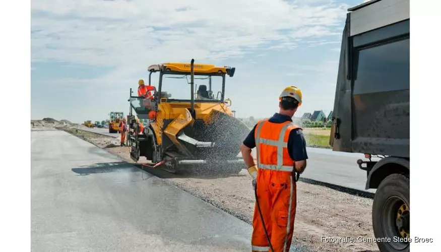 Wegwerkzaamheden: asfalteren traanbok